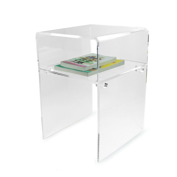Ivy Bronx Clear Acrylic Perspex Plastic Side Table Living Room End Table Bedside Table Hygienic